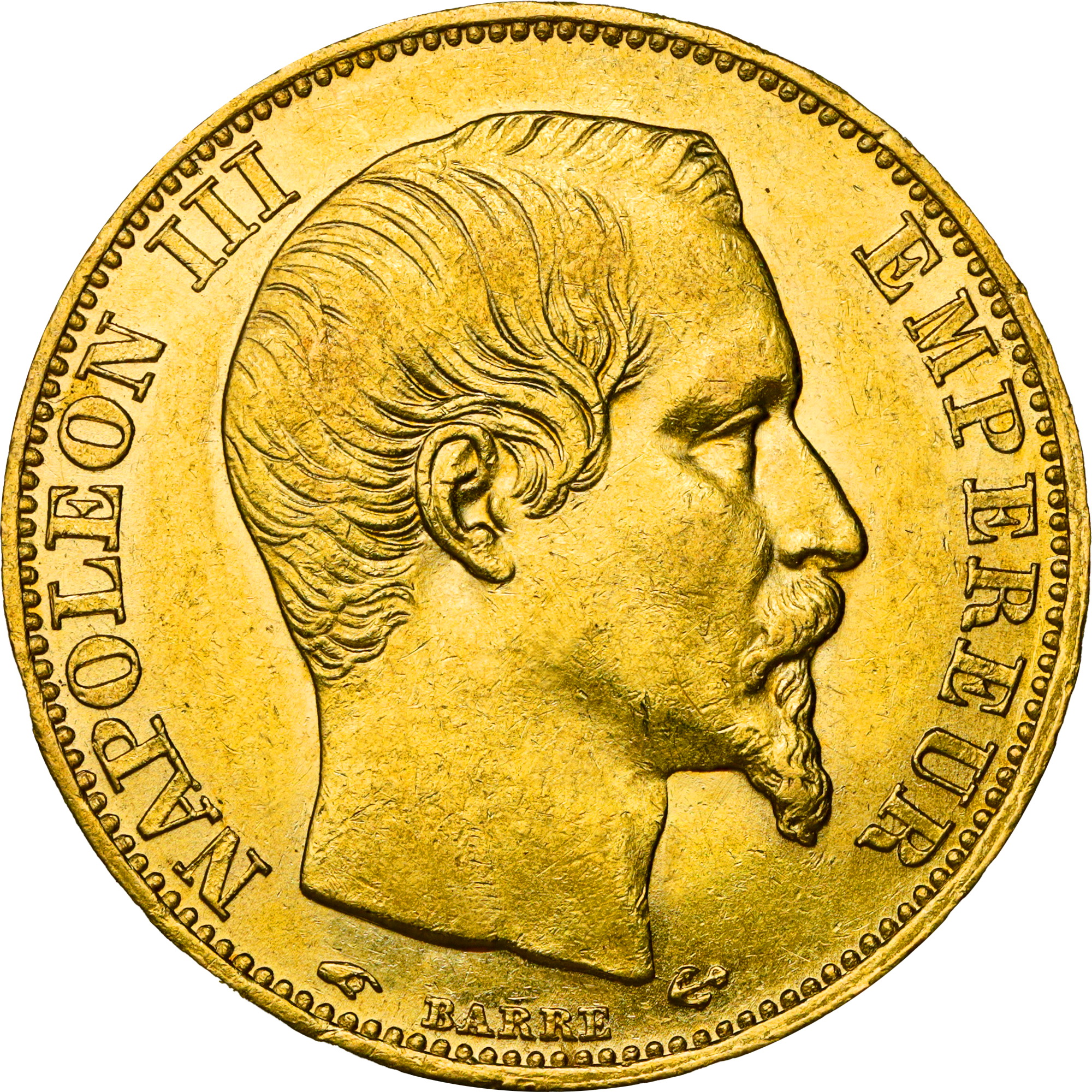 Золотая монета Наполеон III 20 франков 1858 Франция (33009460) 1