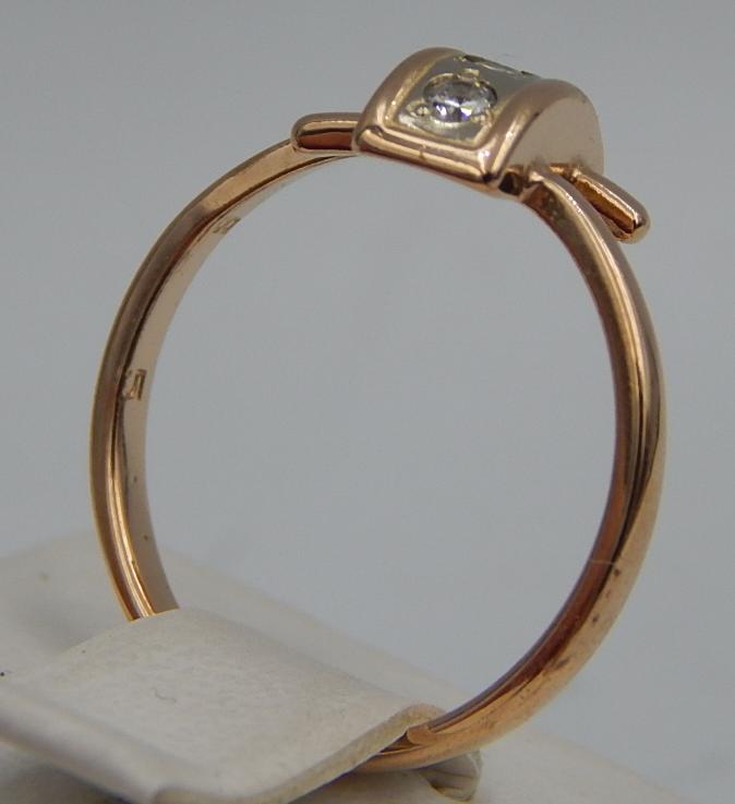 Кольцо из красного и белого золота с цирконием (28555984) 2