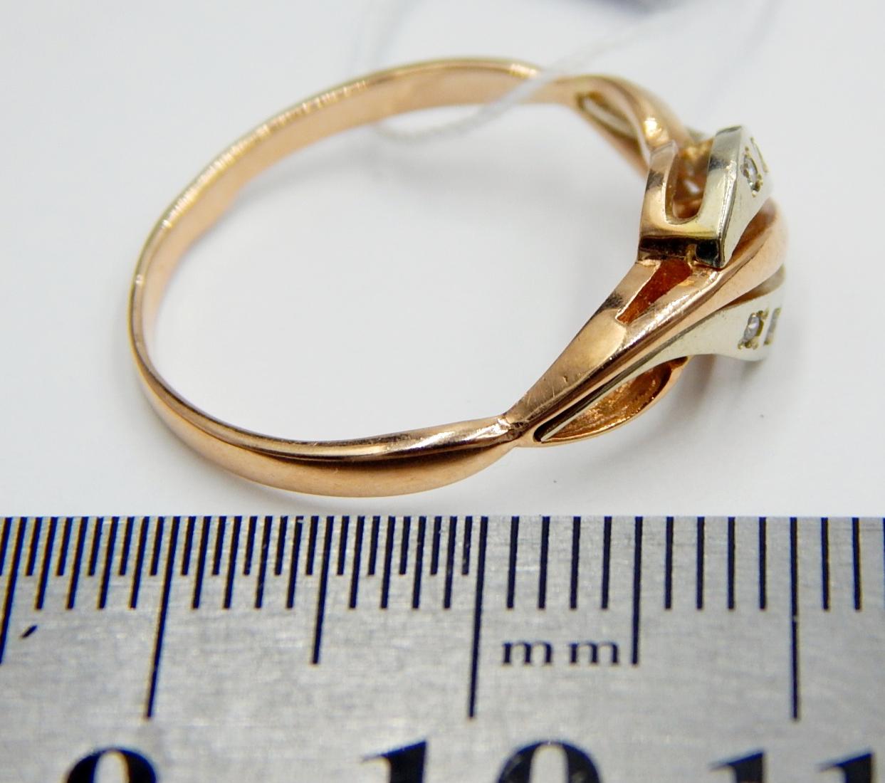 Кольцо из красного и желтого золота с цирконием (33660804) 6