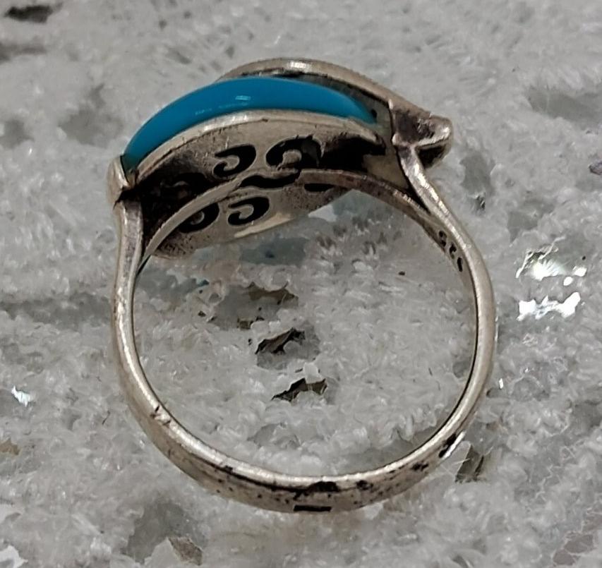 Серебряное кольцо с марказитом и бирюзой (32819340) 4