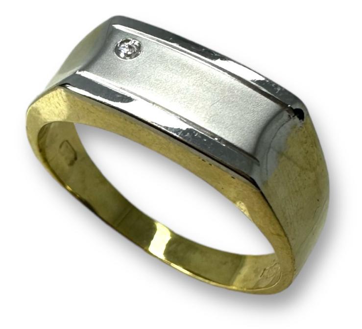 Перстень из желтого и белого золота с цирконием (31774996) 2