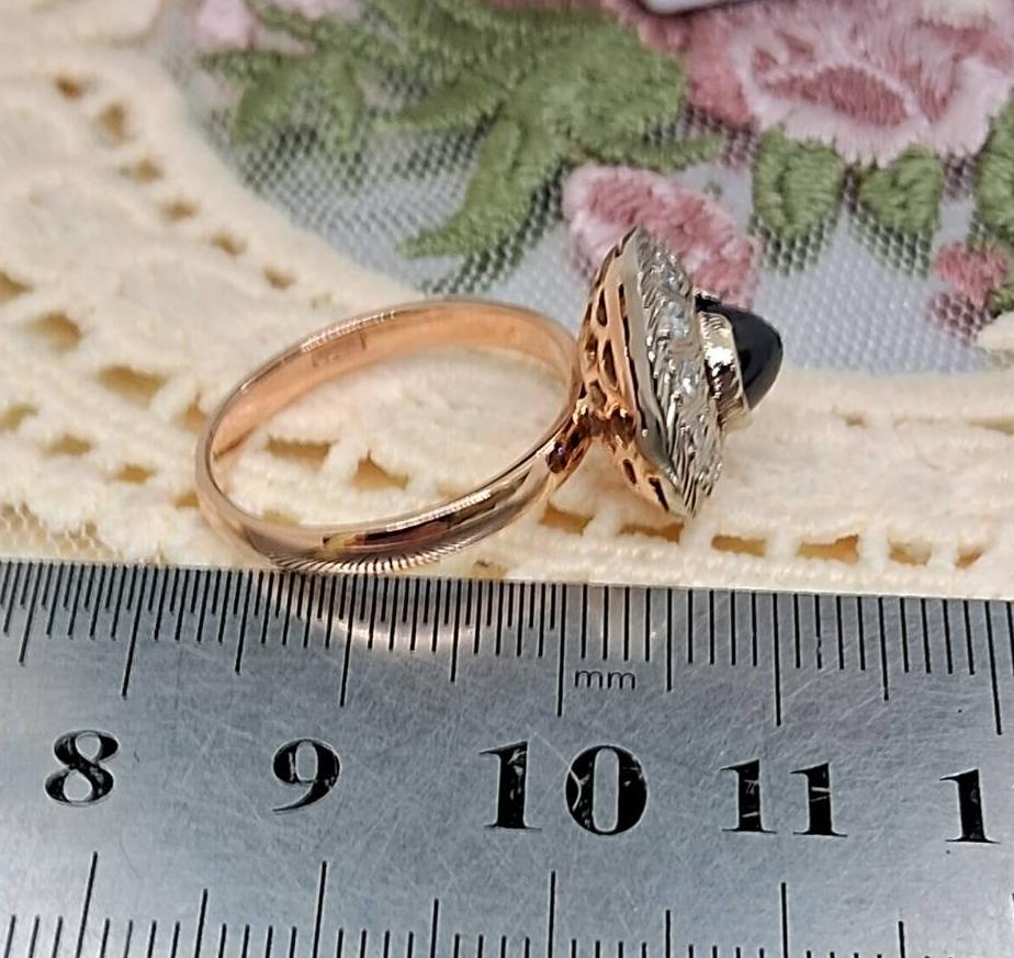 Кольцо из красного и белого золота с бриллиантом (-ми) и сапфиром (32725358) 8