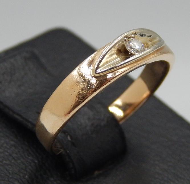 Кольцо из красного и белого золота с бриллиантом (-ми) (31645647) 1