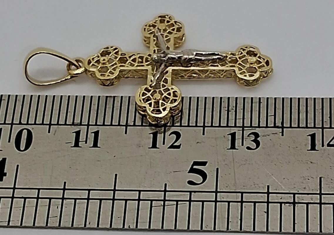 Підвіс-хрест з жовтого та білого золота (33814829) 4