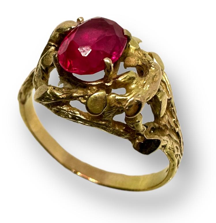 Кольцо из красного и желтого золота с цирконием (29519328)  0