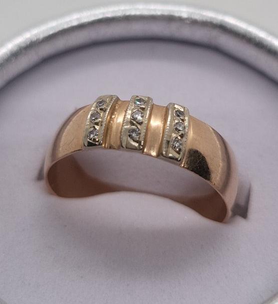 Обручальное кольцо из красного и белого золота с бриллиантом (-ми) (33773586) 0