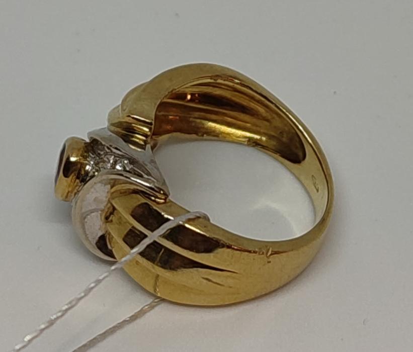Каблучка з жовтого та білого золота з сапфіром і діамантом (-ми) (28543366) 3