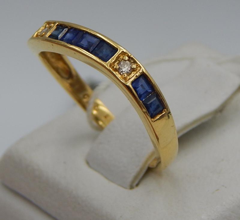 Кольцо из желтого золота с сапфиром и бриллиантом (-ми) (31163299) 2