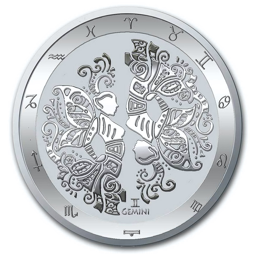 Серебряная монета 1oz Близнецы 5 долларов 2022 Токелау (32423781) 0
