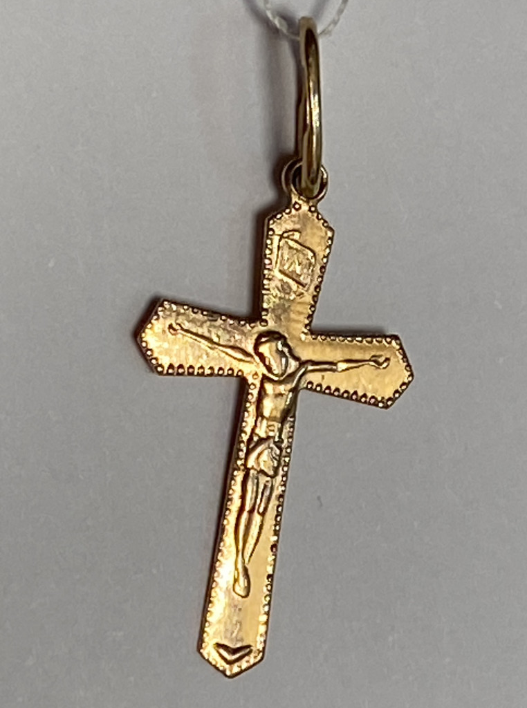 Підвіс-хрест з червоного і жовтого золота (33760173) 0