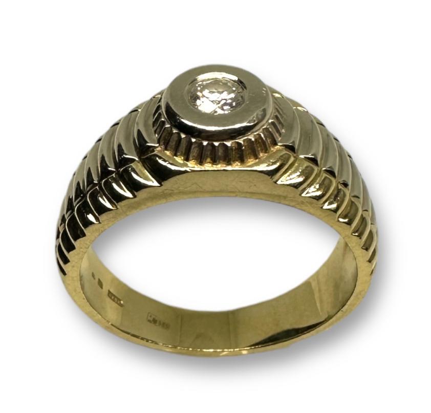 Кольцо из желтого и белого золота с бриллиантом (-ми) (30389778) 1