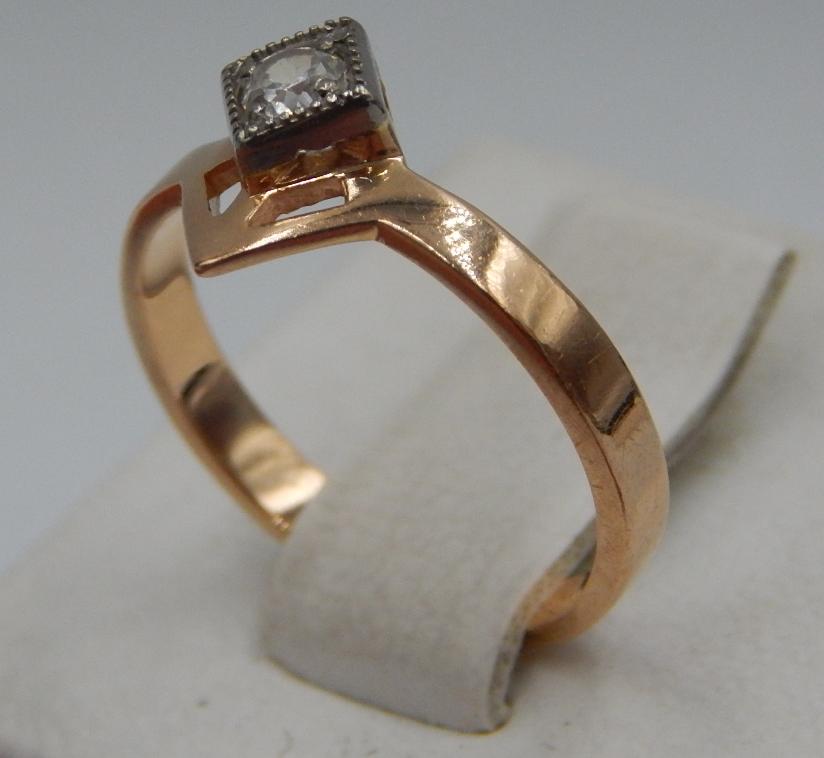 Кольцо из красного и белого золота с цирконием (30055890) 2