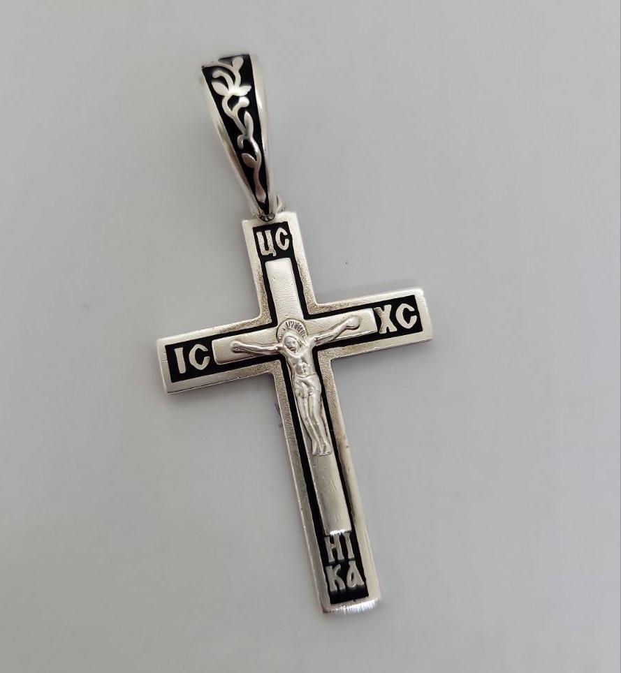 Срібний підвіс-хрест з емаллю (33620360) 0
