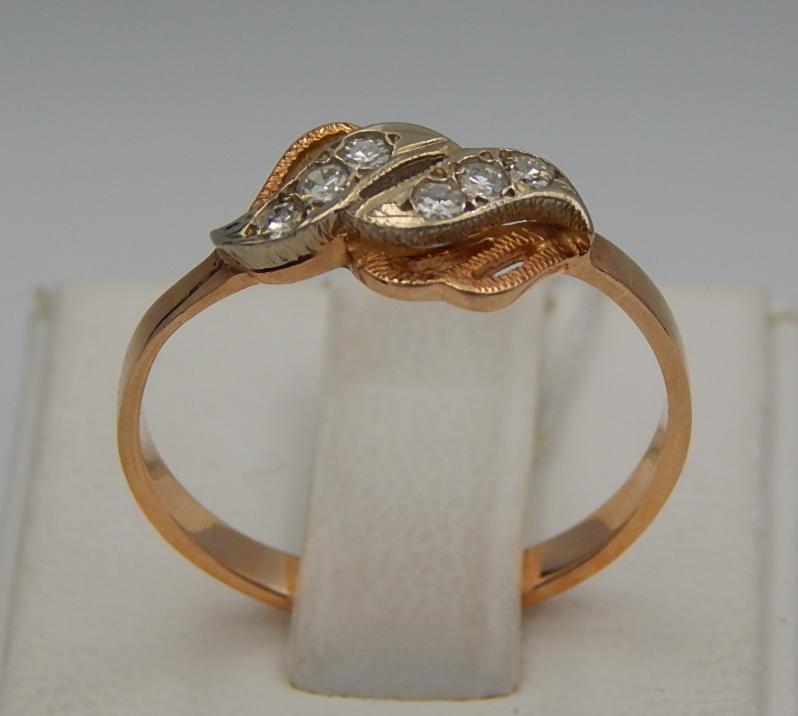 Кольцо из красного и белого золота с бриллиантом (-ми) (30666625) 0