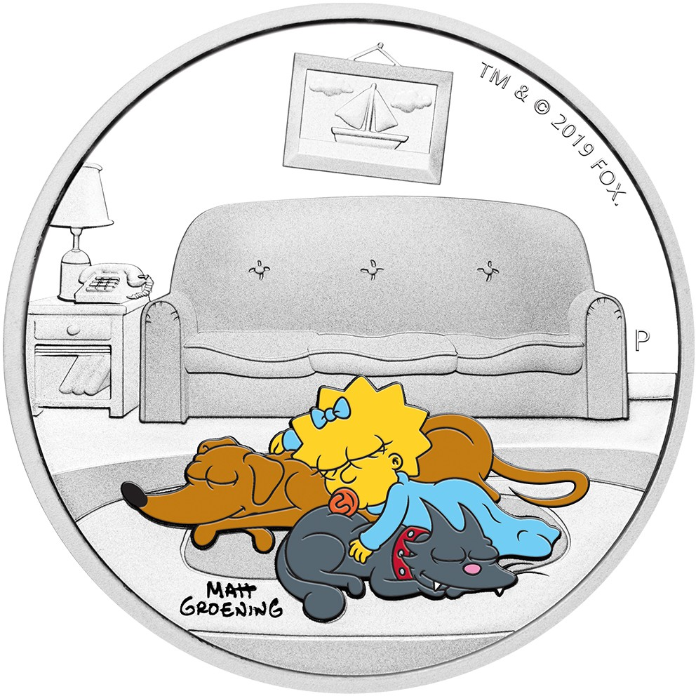 Серебряная монета 1oz Мэгги Симпсон (серия Симпсоны) 1 доллар 2019 Тувалу (29127699) 0