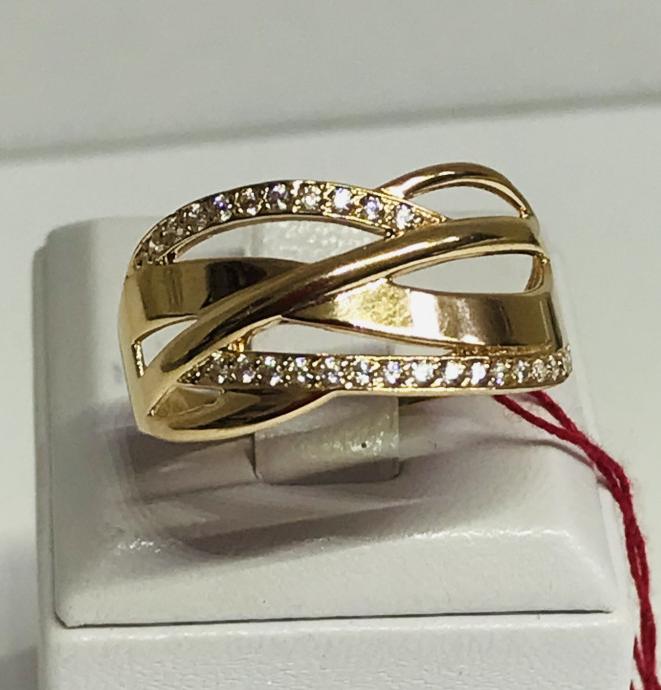 Кольцо из красного золота с цирконием (30899327) 1