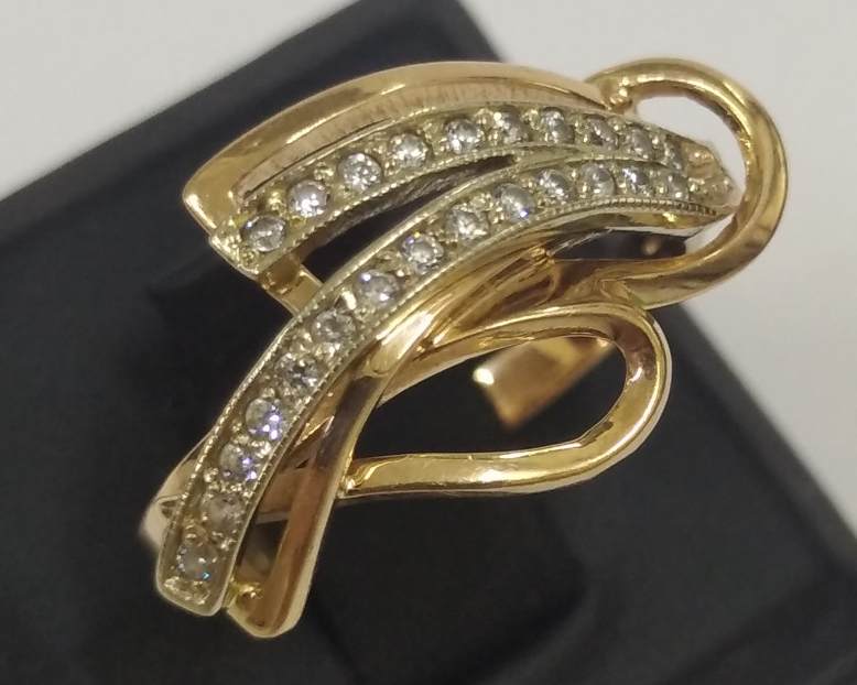 Кольцо из красного и белого золота с цирконием (31808761)  0