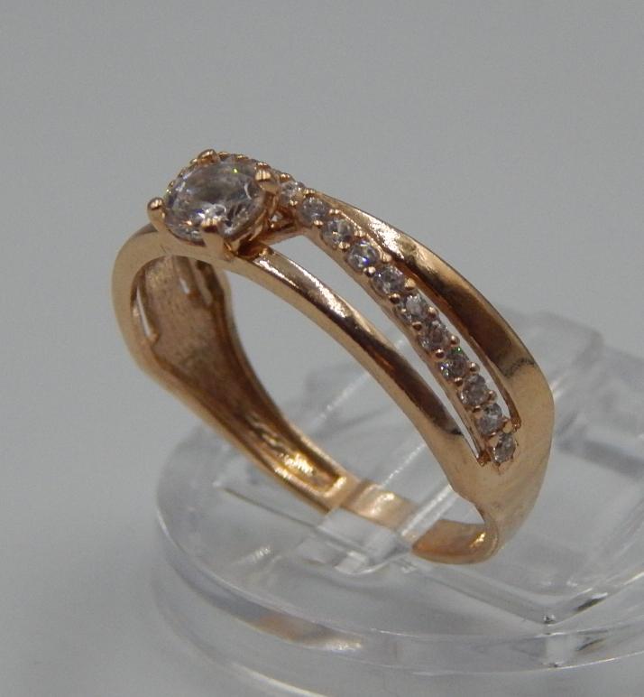 Кольцо из красного золота с цирконием (32273109) 4