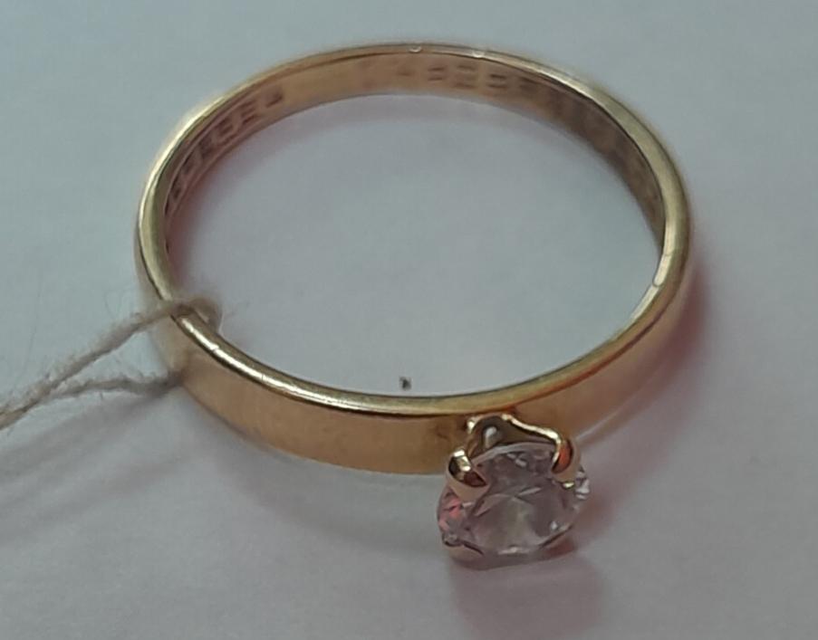Кольцо из красного золота с цирконием (33723204) 1