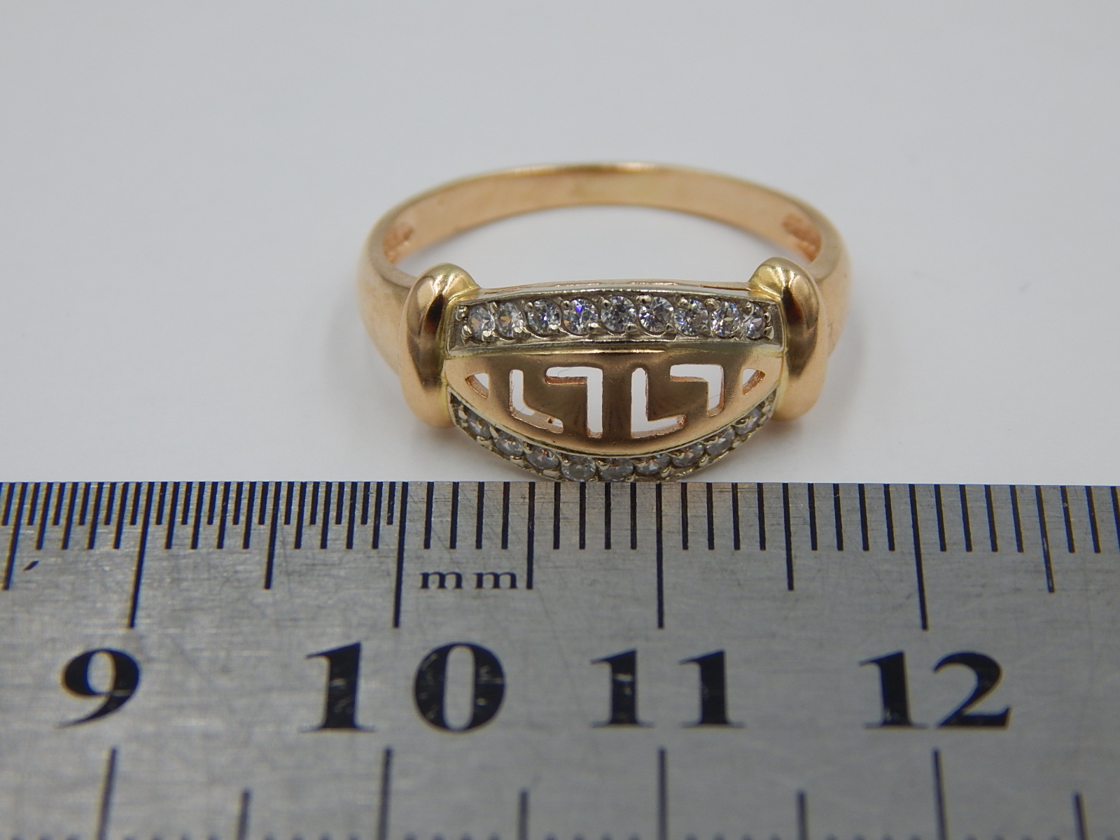 Кольцо из красного и белого золота с цирконием (33763180)  6