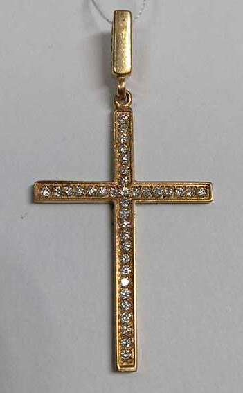 Підвіс-хрест із червоного золота з діамантом (-ми) (27417606) 0