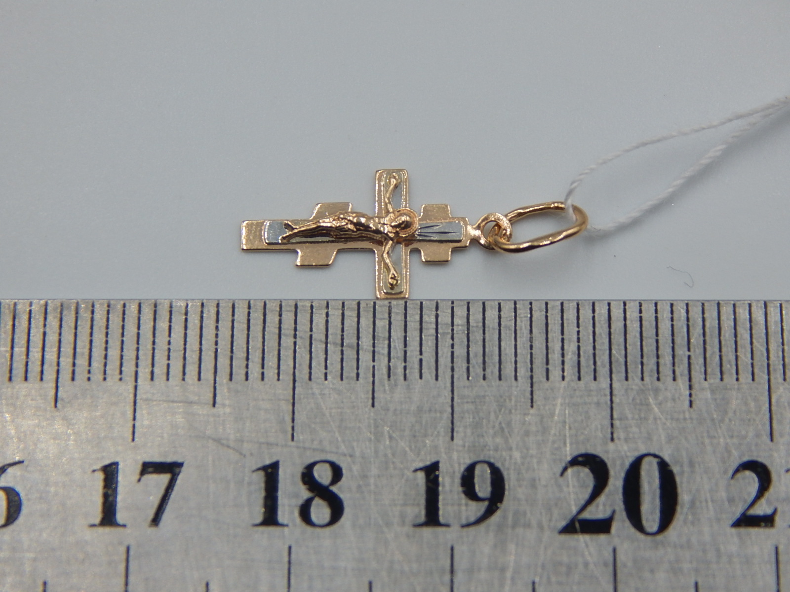 Підвіс-хрест з червоного та білого золота (33931127) 4