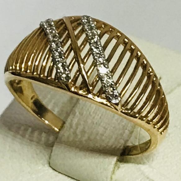 Кольцо из красного и белого золота с цирконием (29899519) 2
