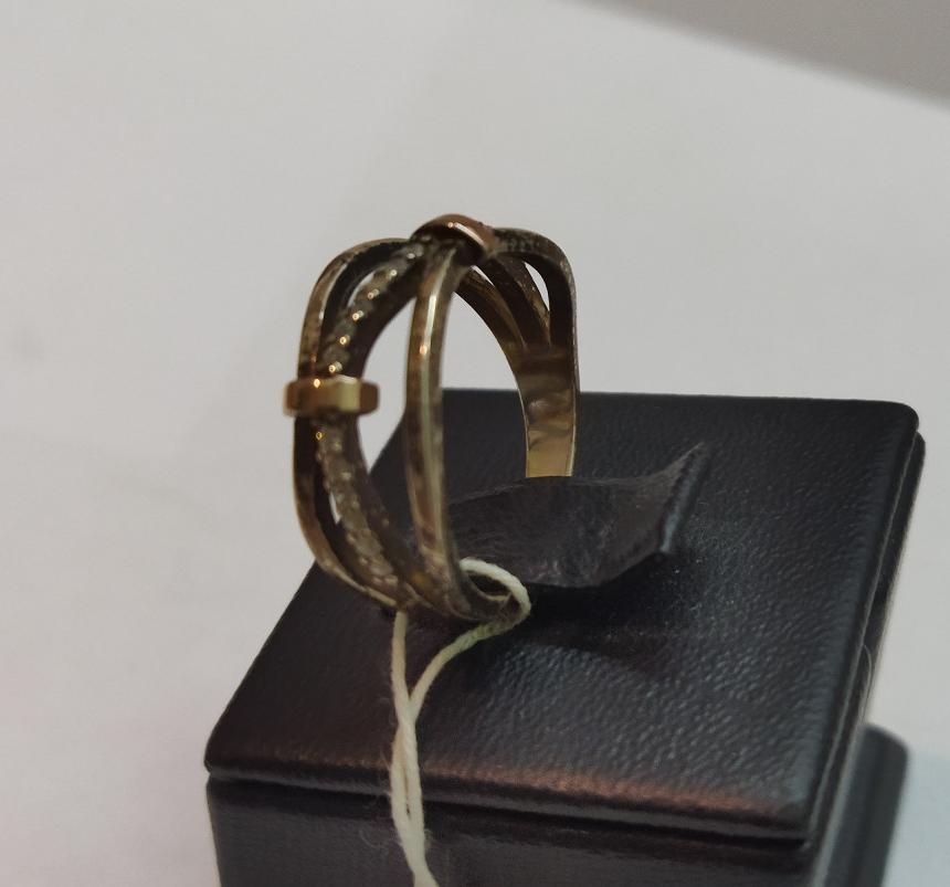 Серебряное кольцо с позолотой и цирконием (30512761) 1