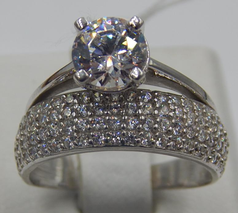 Серебряное кольцо с цирконием (30510217) 0