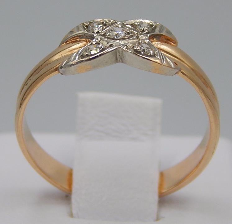 Кольцо из красного и белого золота с цирконием (29883617) 1