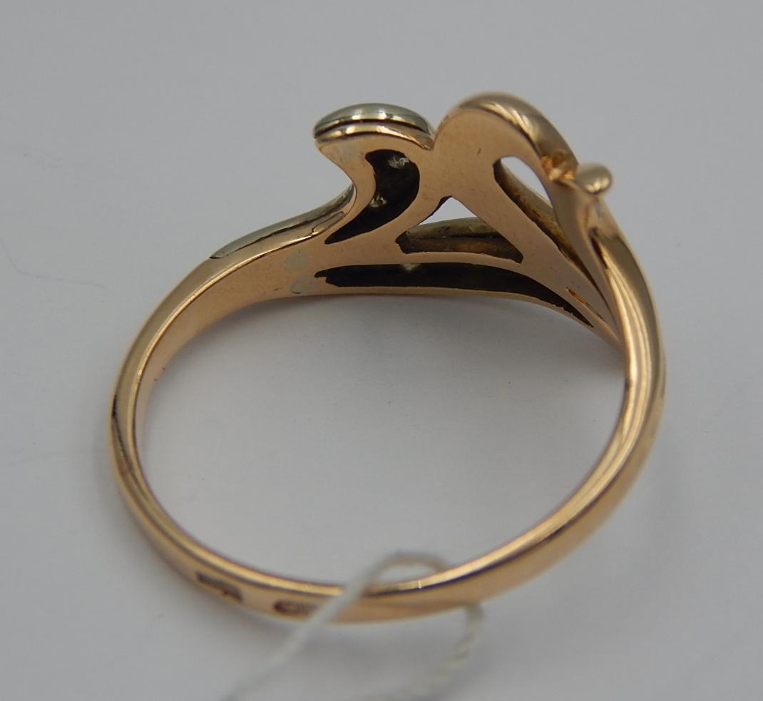 Кольцо из красного и белого золота с цирконием (31894676) 3