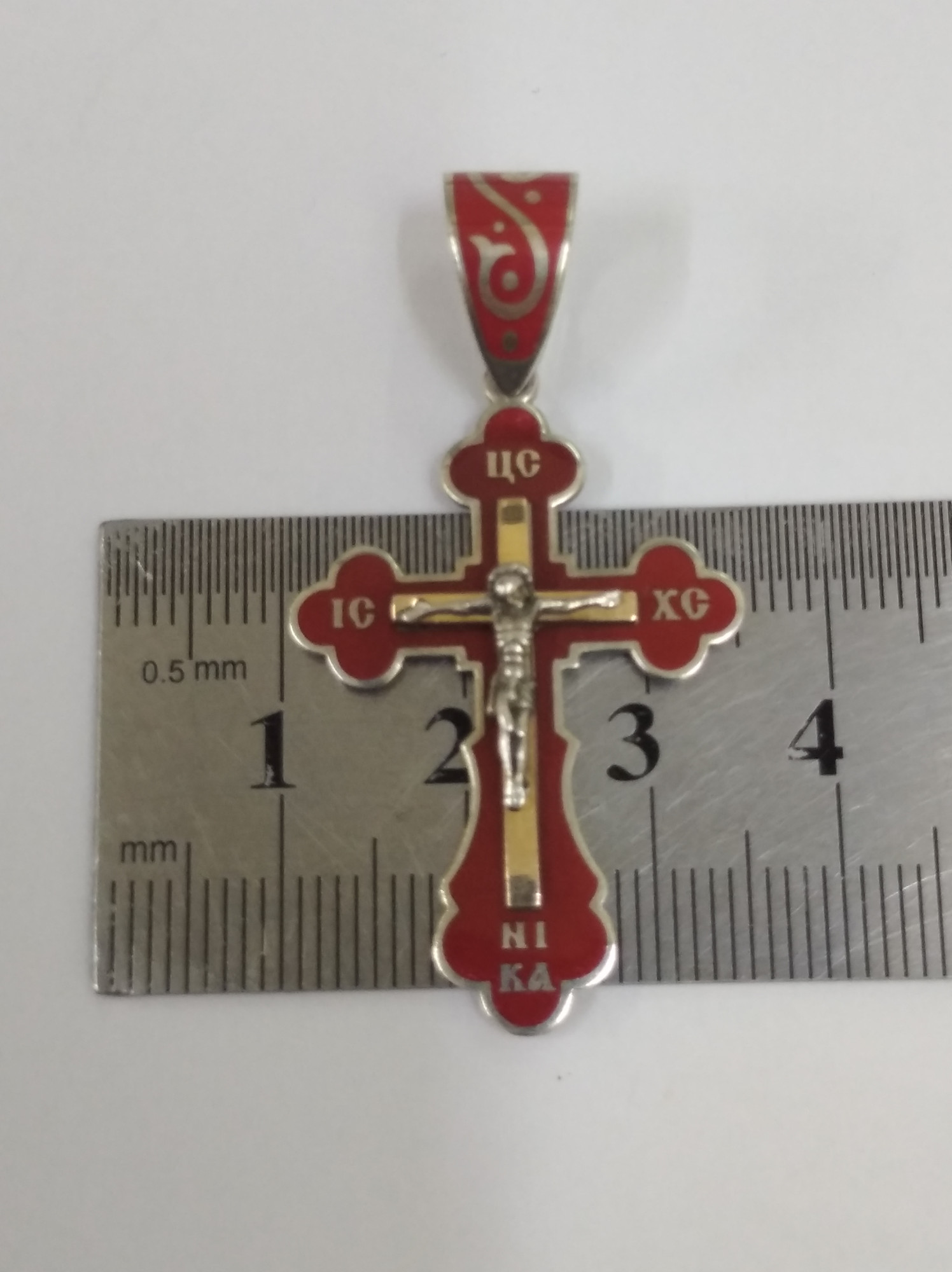 Срібний підвіс-хрест з емаллю (32746734) 3