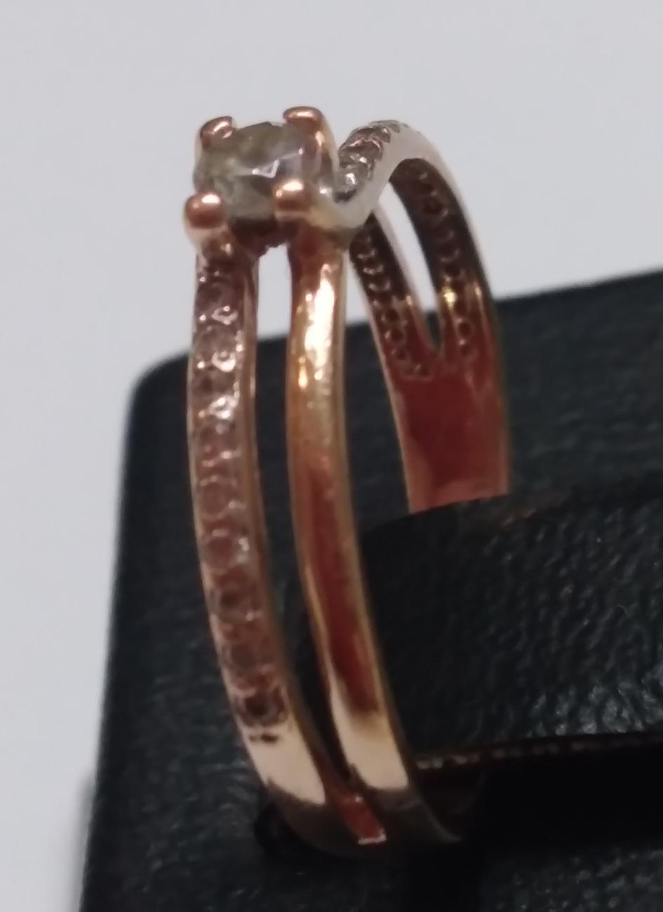 Кольцо из красного золота с цирконием (32603105) 2
