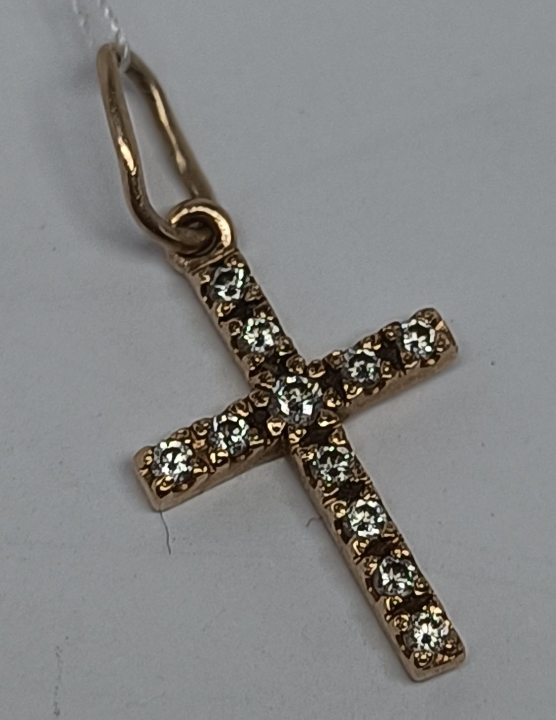 Підвіс-хрест з червоного золота з цирконієм (33665663) 0