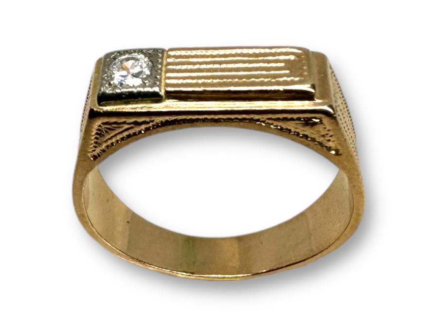 Перстень из красного и белого золота с цирконием (32342107) 1