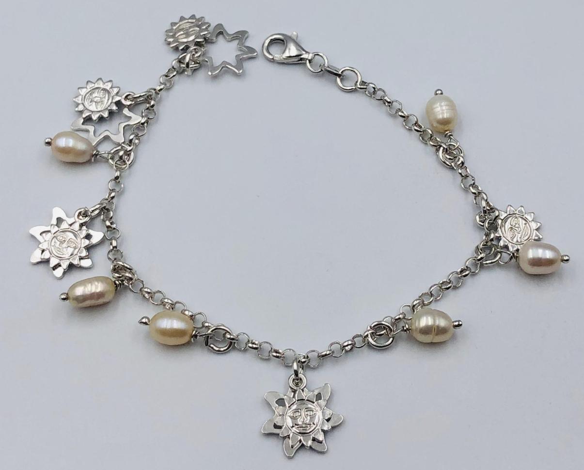 Срібний браслет з перлами (33720394) 0