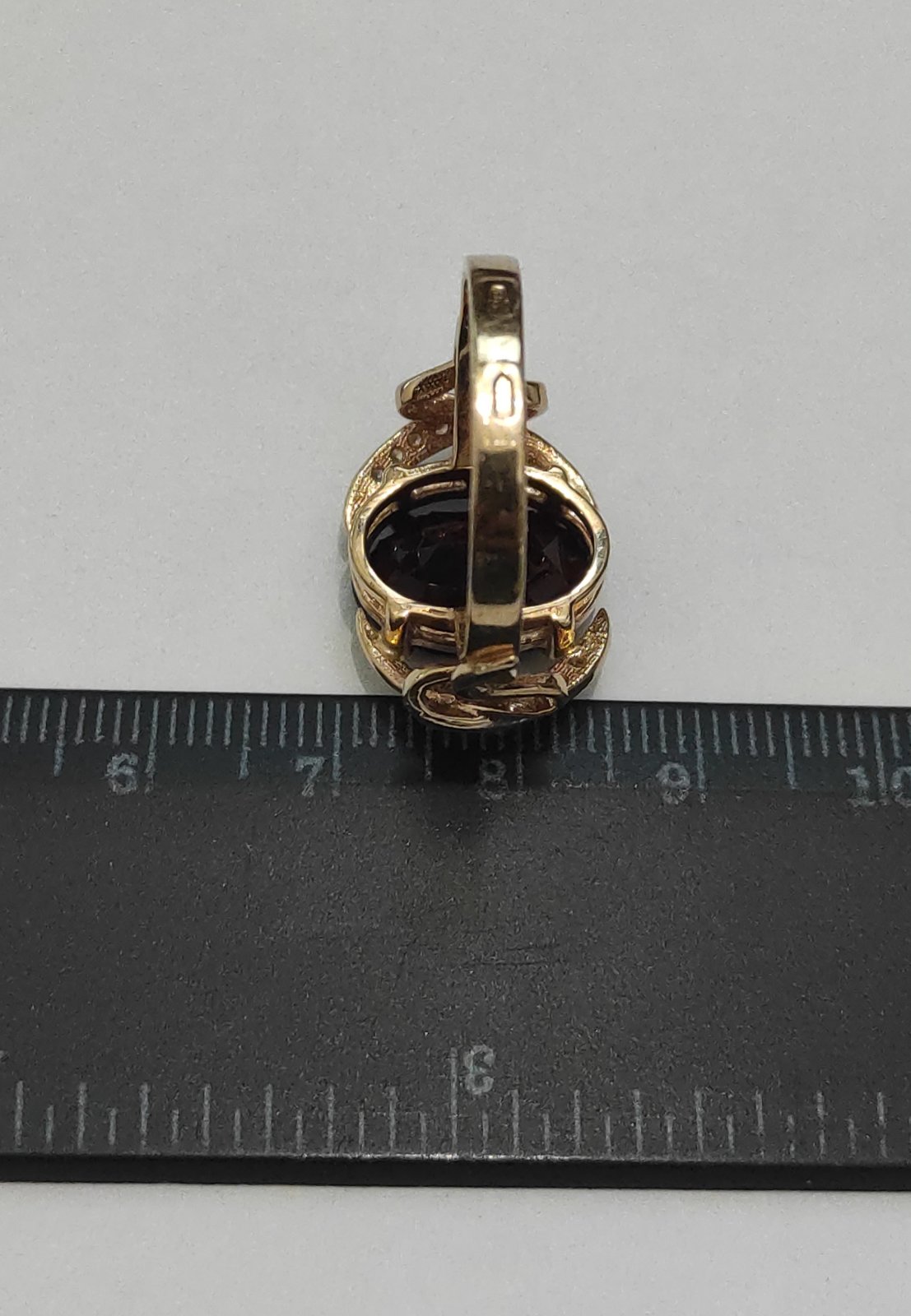Кольцо из красного и белого золота с гранатом и цирконием (31987565) 6