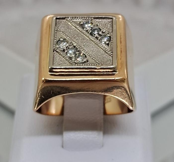 Перстень из красного и белого золота с бриллиантом (-ми) (32657893) 0