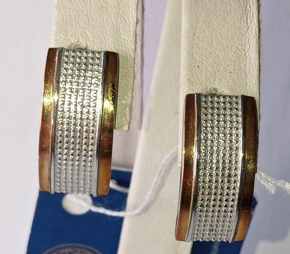 Серебряные серьги с золотой вставкой (29443154) 0