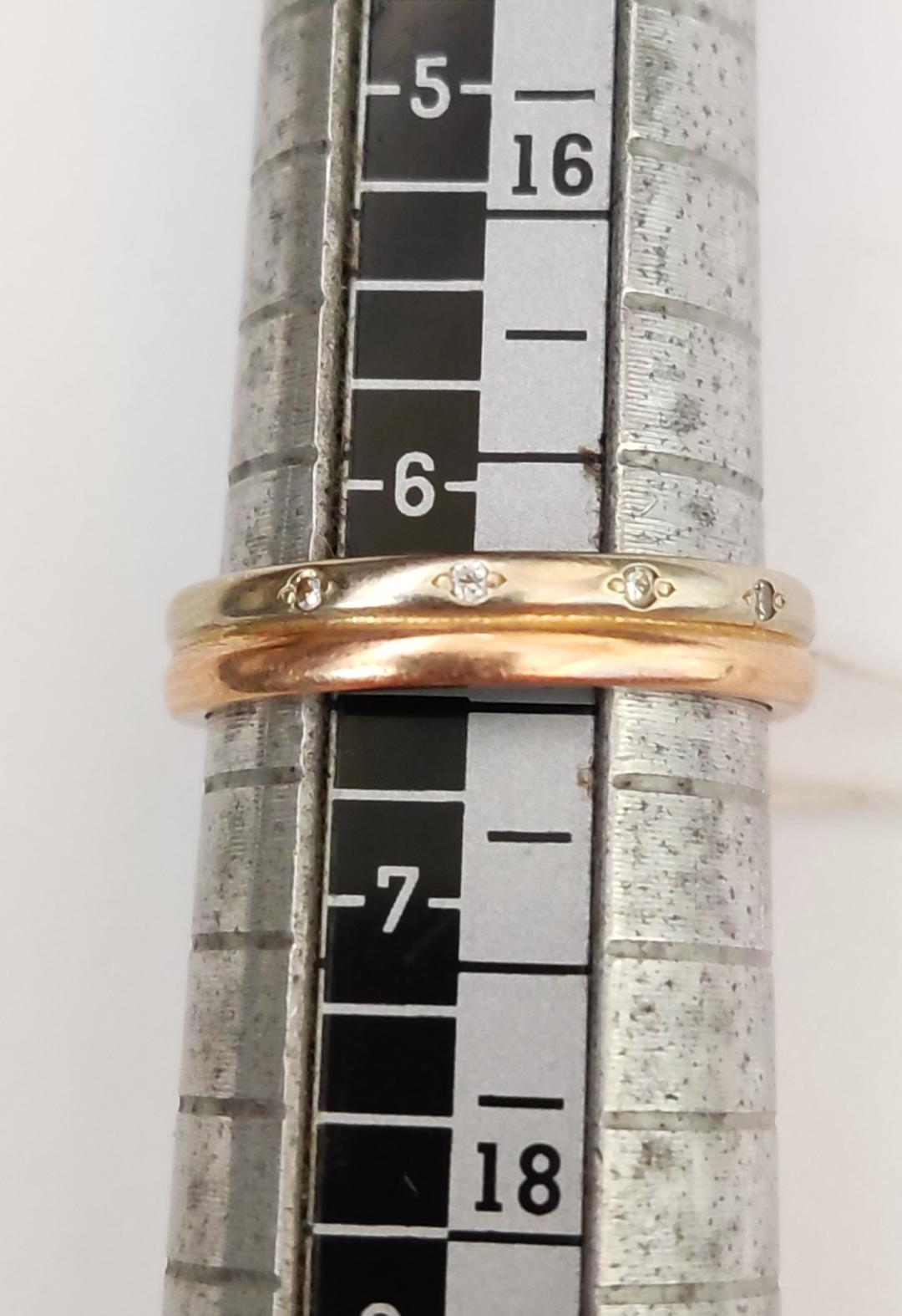 Обручальное кольцо из красного и белого золота с цирконием (33798609) 1
