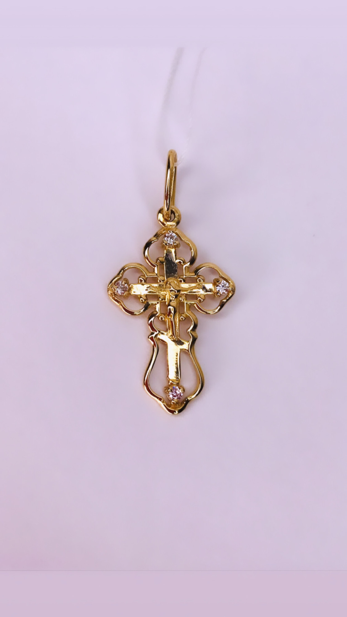 Підвіс-хрест з червоного золота з цирконієм (31477510) 1