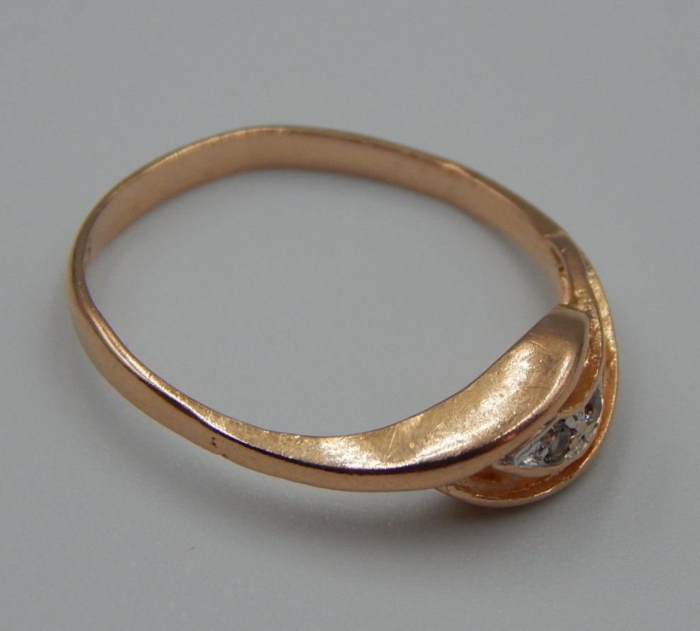 Кольцо из красного золота с цирконием (32395163) 5
