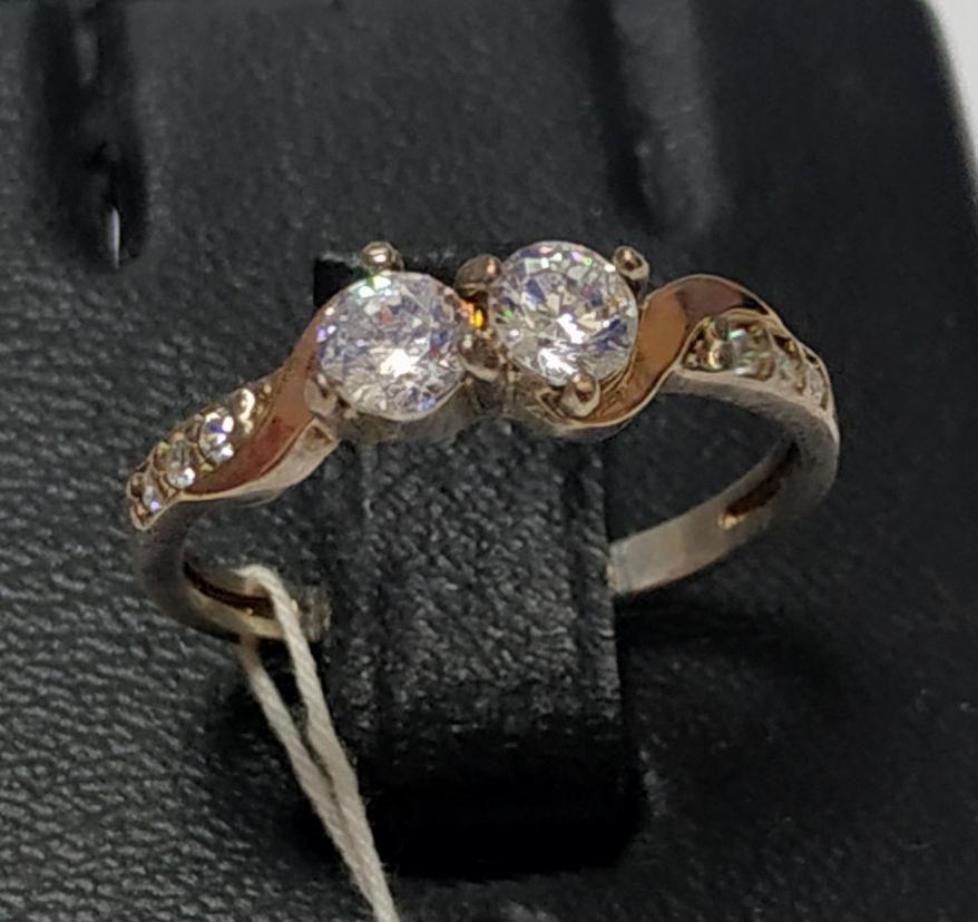 Серебряное кольцо с позолотой и цирконием (30569096) 0
