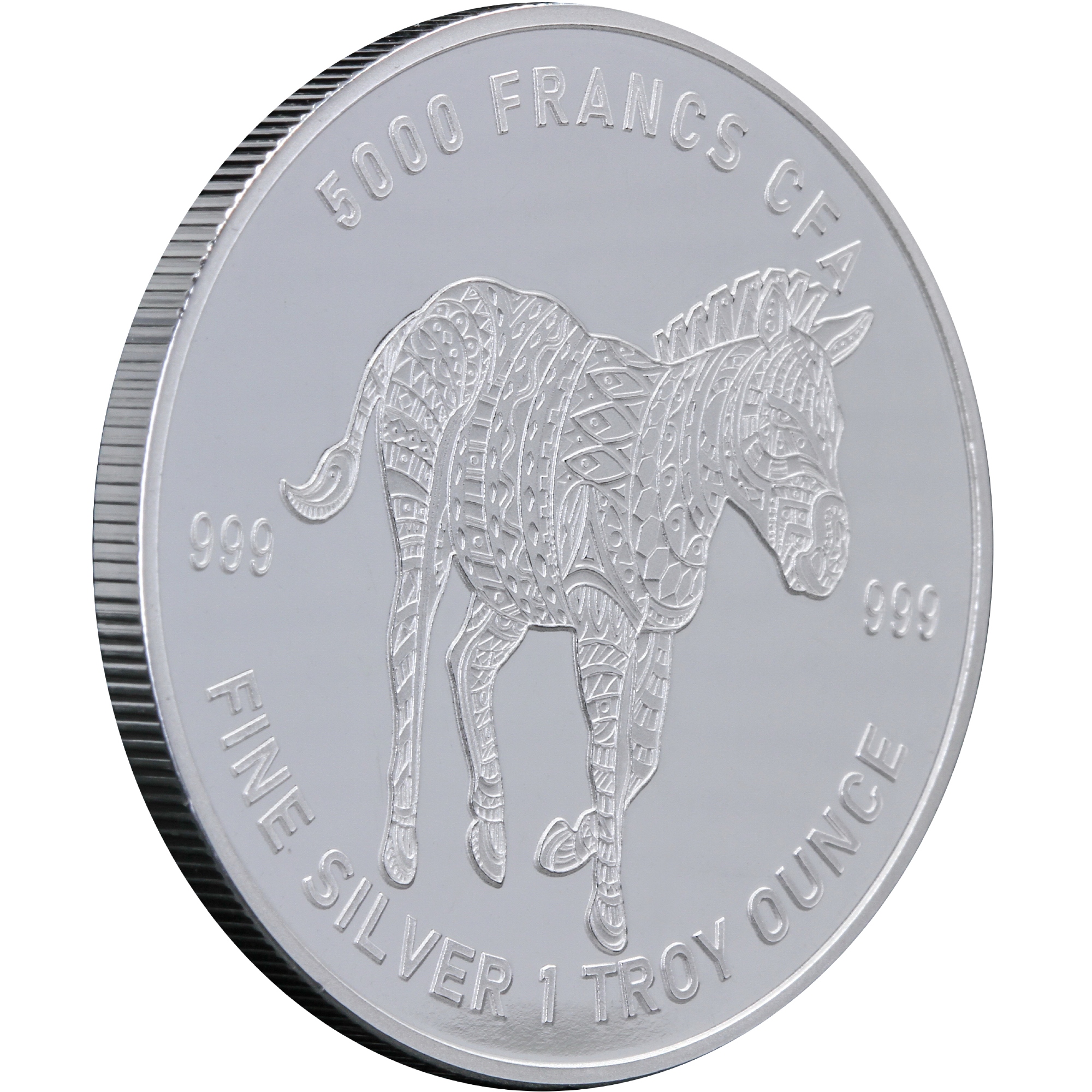 Серебряная монета 1oz Мандала Зебра Кельтские животные 5000 франков КФА 2022 Чад (29203553) 2