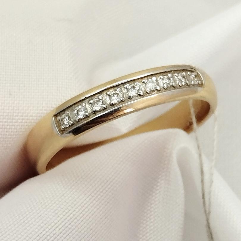 Обручальное кольцо из красного и белого золота с цирконием (32877886) 0
