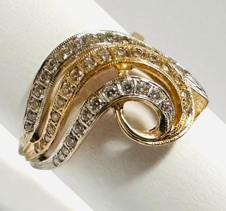 Кольцо из красного и белого золота с цирконием (33196996) 3