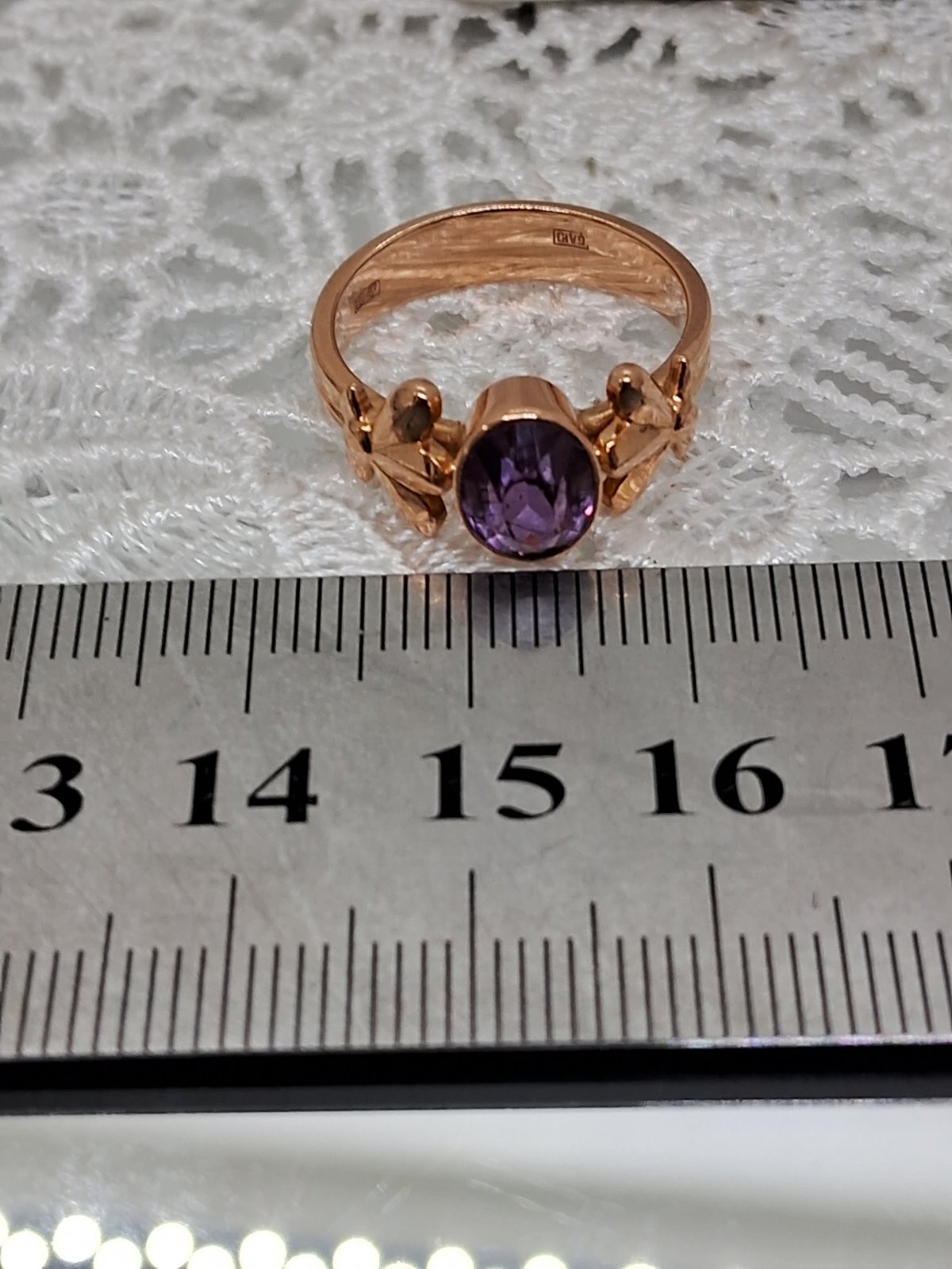 Кольцо из красного золота с корундом (33278618) 6