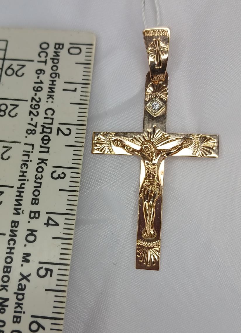 Підвіс-хрест з червоного золота з цирконієм (32616962) 1