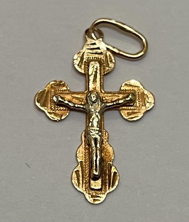 Підвіс-хрест з червоного та білого золота (32572391) 0