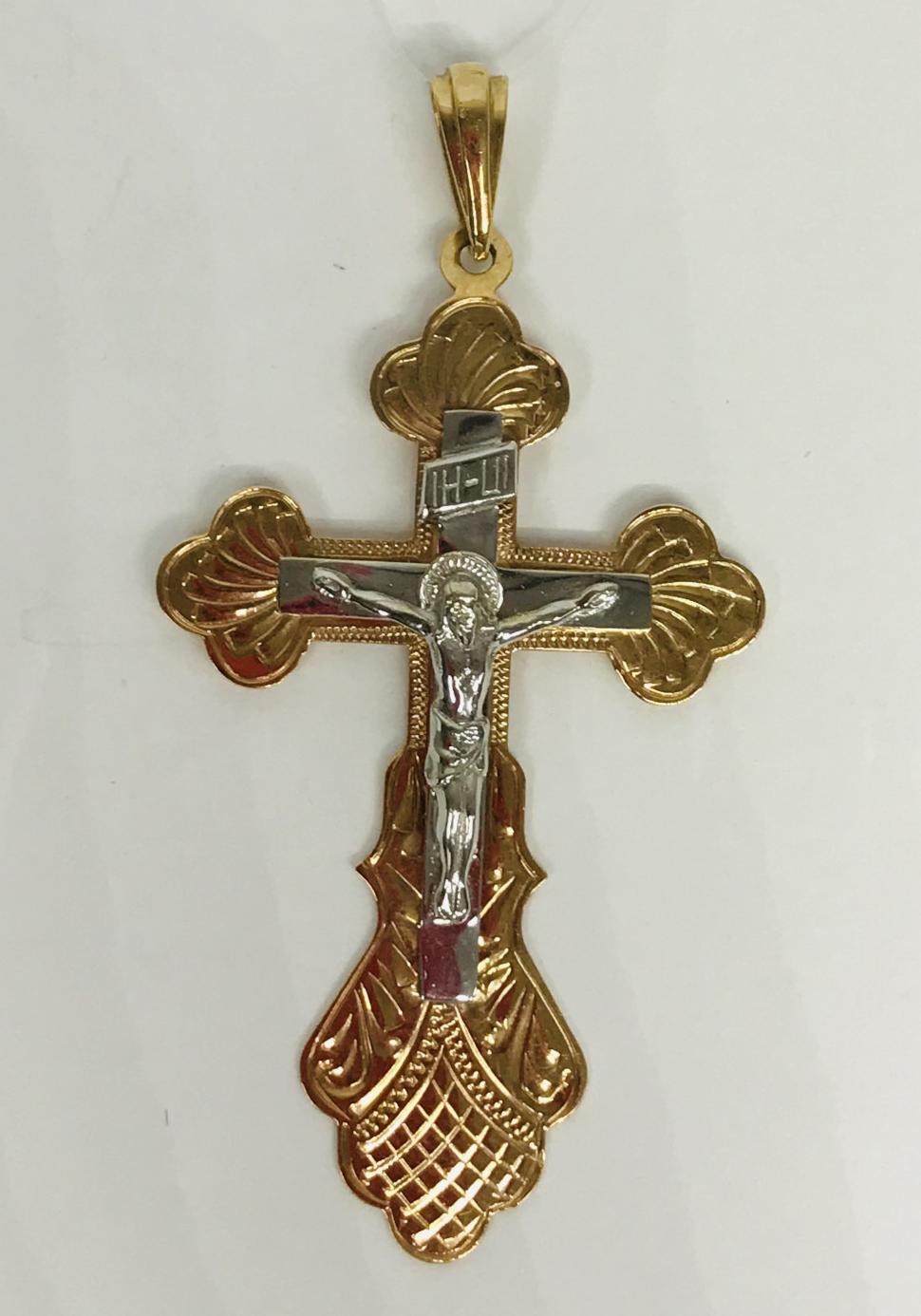 Підвіс-хрест із червоного та білого золота (28938256) 0